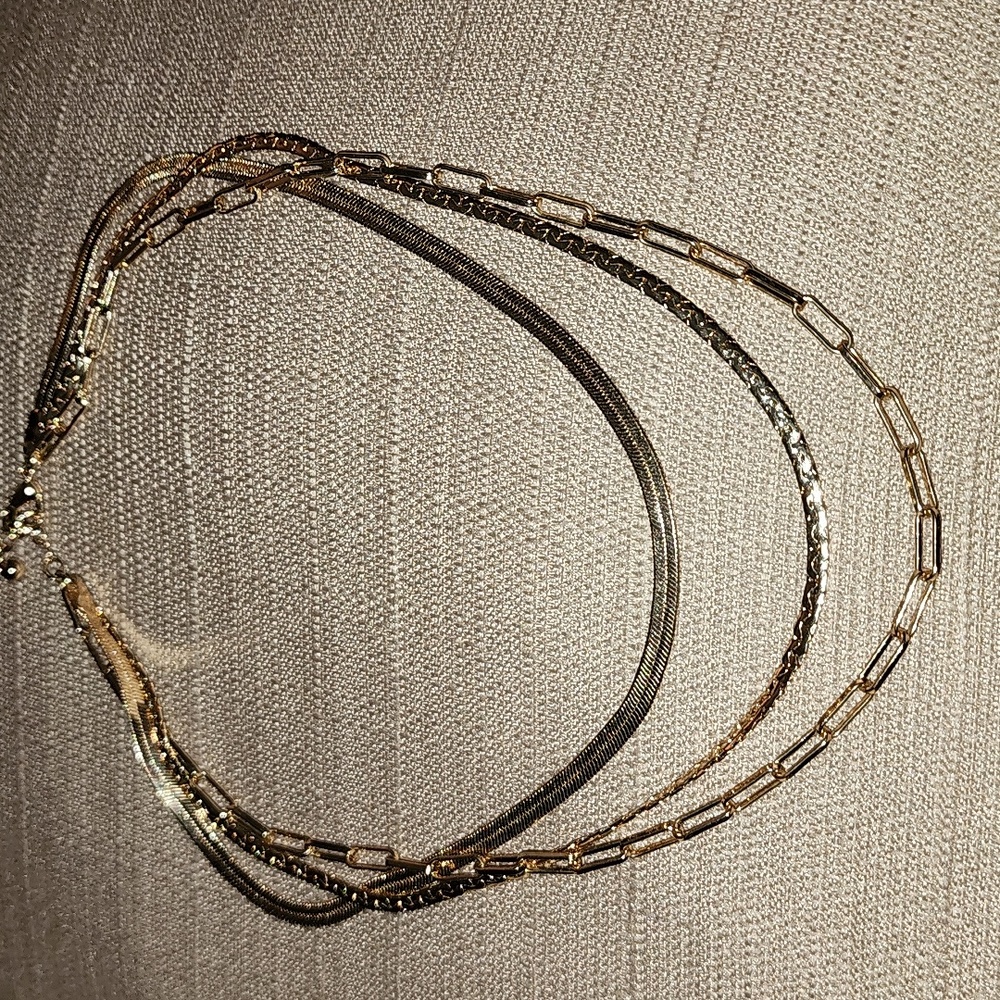Three Tier Gold-Tone Necklace, NWOT
